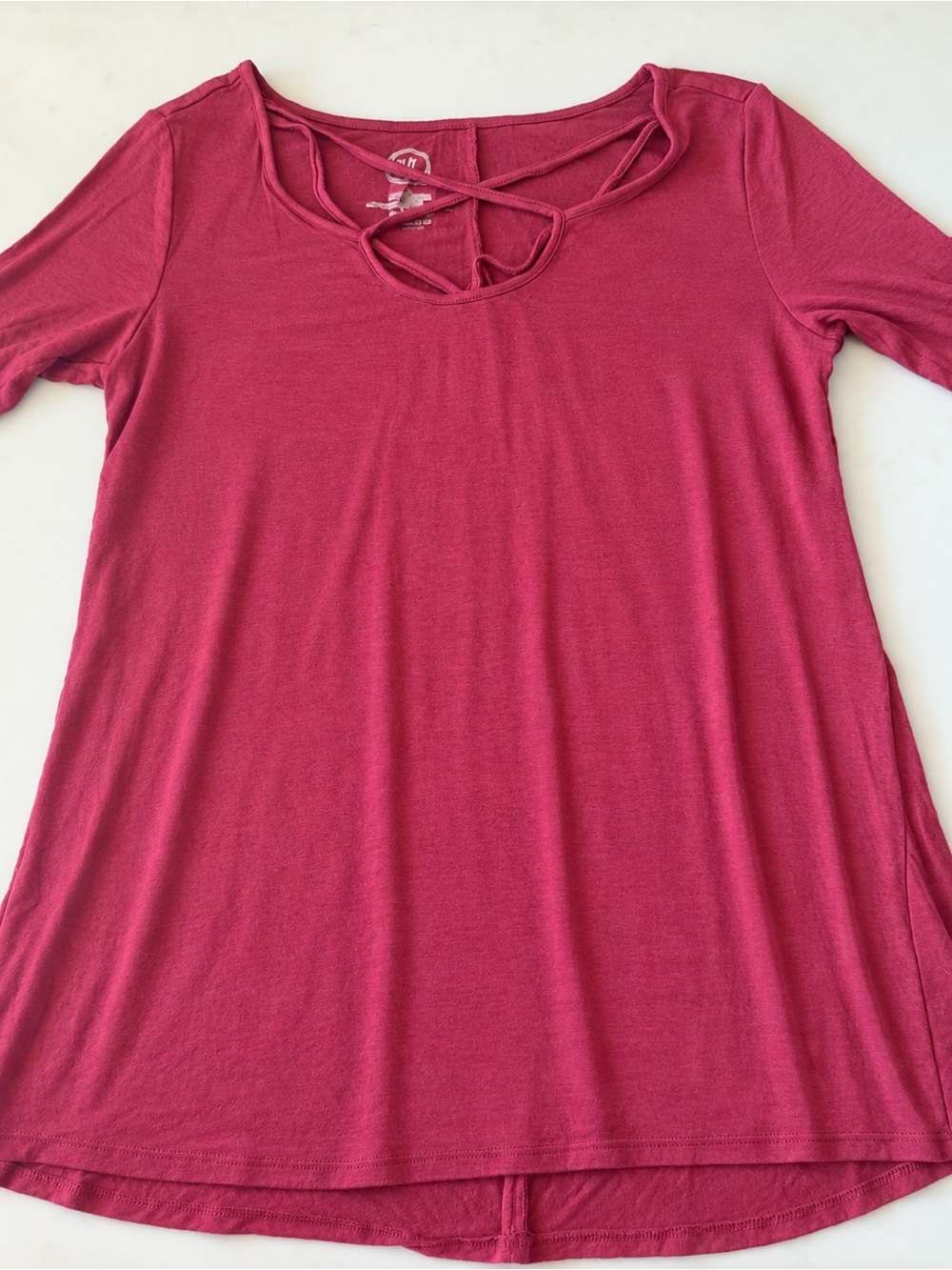 Maurices Raspberry Pink Crisscross Short Sleeve Tee